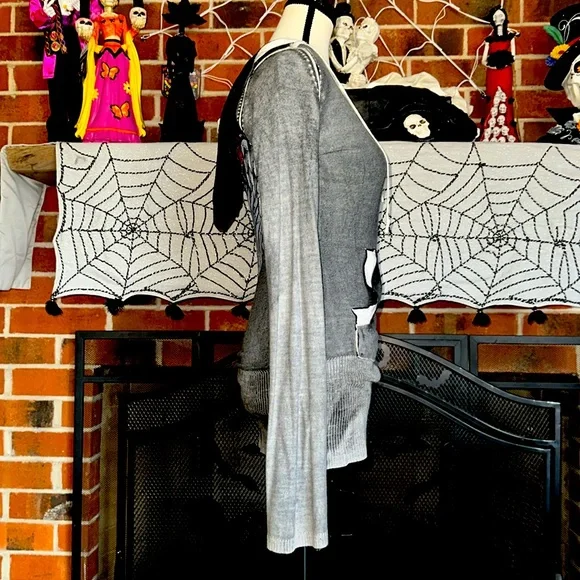 Y2K SINFUL black and gray acid wash bell sleeve hoodie with gem red rose - Picture 6 of 11